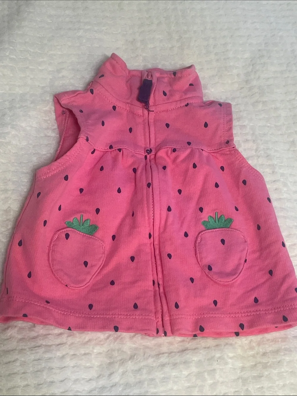 ❤️4 for $10 Carter's Pink Sleeveless Vest with Strawberry Details